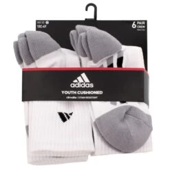 ADIDAS Boys' Grade School Vertical Stripe Crew Socks, White, 6 Pack 12 ADIDAS Boys' Grade School Vertical Stripe Crew Socks, White, 6 Pack -Activewear Of Kid Shop 2025838 101 alt3