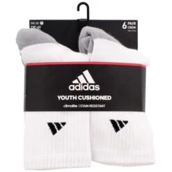ADIDAS Boys' Grade School Vertical Stripe Crew Socks, White, 6 Pack 13 ADIDAS Boys' Grade School Vertical Stripe Crew Socks, White, 6 Pack -Activewear Of Kid Shop 2025838 101 alt4
