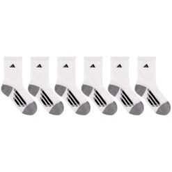 ADIDAS Boys' Grade School Vertical Stripe Crew Socks, White, 6 Pack 14 ADIDAS Boys' Grade School Vertical Stripe Crew Socks, White, 6 Pack -Activewear Of Kid Shop 2025838 101 alt5