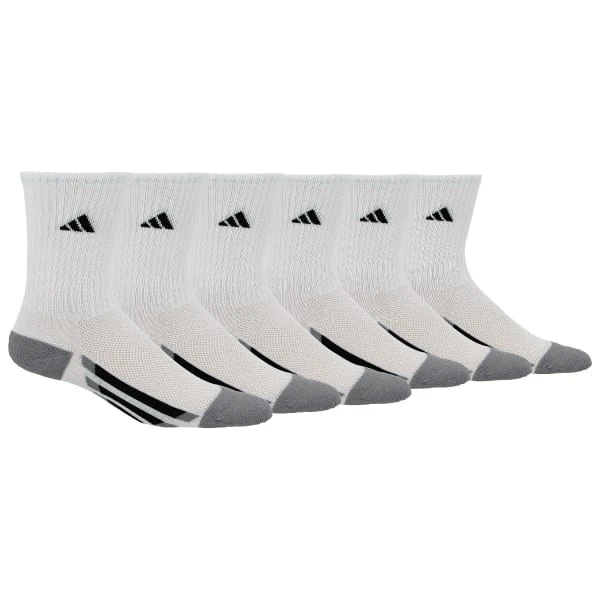 ADIDAS Boys' Grade School Vertical Stripe Crew Socks, White, 6 Pack 3 ADIDAS Boys' Grade School Vertical Stripe Crew Socks, White, 6 Pack