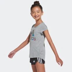 ADIDAS Girls' 3-Stripe Mesh Shorts -Activewear Of Kid Shop 2064738 001 alt4
