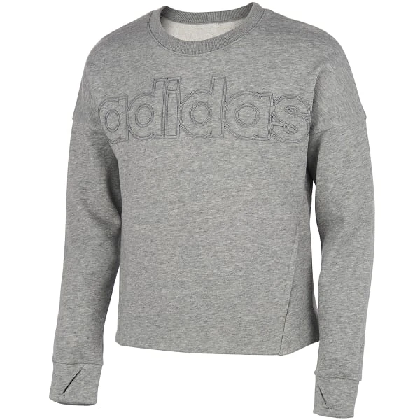 ADIDAS Girls' Linear Logo Crew Neck Sweatshirt 3 ADIDAS Girls' Linear Logo Crew Neck Sweatshirt