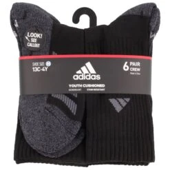 ADIDAS Youth Cushioned Angle Stripe Crew Socks, 6 Pack -Activewear Of Kid Shop 2071283 001 alt3
