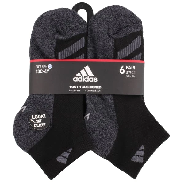 ADIDAS Boys' Cushioned Angle Stripe Quarter Socks, 6 Pack 6 ADIDAS Boys' Cushioned Angle Stripe Quarter Socks, 6 Pack - Image 4