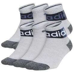 ADIDAS Kids' Blocked Linear 2.0 Quarter Socks, 6 Pack