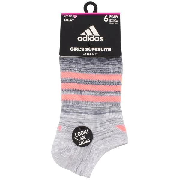 ADIDAS Girls' Superlite No-Show Socks, 6 Pairs 6 ADIDAS Girls' Superlite No-Show Socks, 6 Pairs - Image 4