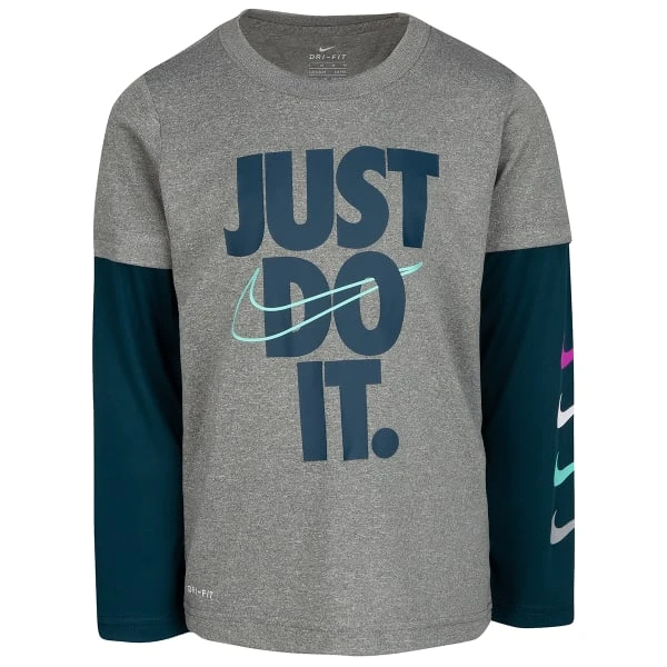NIKE Boys' Sports Performance Long Sleeve 2-Fer Tee 3 NIKE Boys' Sports Performance Long Sleeve 2-Fer Tee