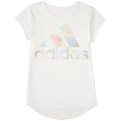 ADIDAS Girls' Climalite Rainbow Foil Short Sleeve Tee -Activewear Of Kid Shop 2075114 101 alt2
