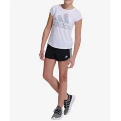 ADIDAS Girls' Climalite Rainbow Foil Short Sleeve Tee -Activewear Of Kid Shop 2075114 101 alt4