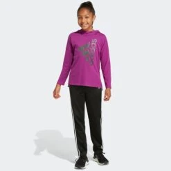 ADIDAS Girls' Long Sleeve Hooded Tee -Activewear Of Kid Shop 2076887 501 alt2