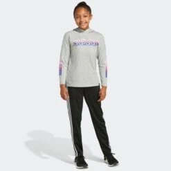ADIDAS Girls' Long Sleeve Hooded Graphic Tee -Activewear Of Kid Shop 2076890 004 alt2