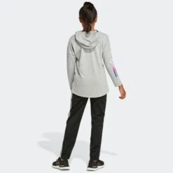ADIDAS Girls' Long Sleeve Hooded Graphic Tee -Activewear Of Kid Shop 2076890 004 alt3