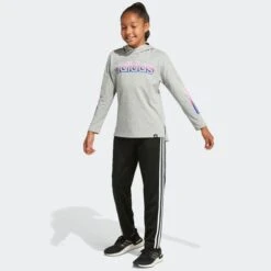 ADIDAS Girls' Long Sleeve Hooded Graphic Tee -Activewear Of Kid Shop 2076890 004 alt4