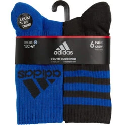 ADIDAS Boys' Cushioned Crew Socks, Assorted 6-Pack -Activewear Of Kid Shop 2081952 404 alt4